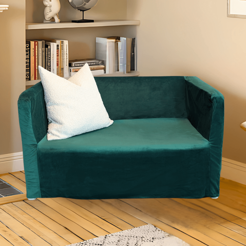 Rockin Cushions IKEA Knopparp Sofa SALE Forest Green Velvet Slip Cover, Compatible with IKEA KNOPPARP